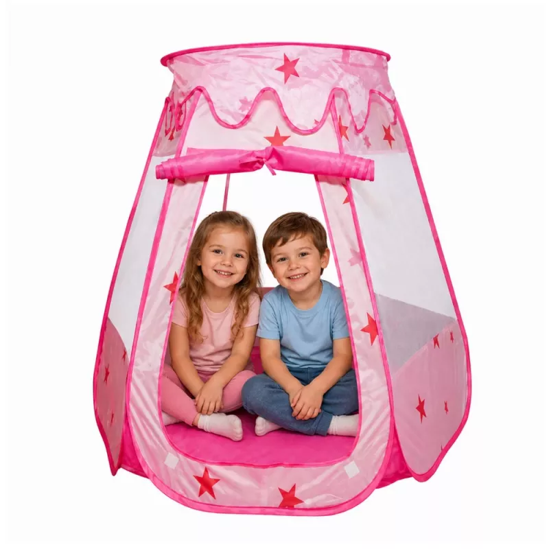 LEAN TOYS Tienda de juegos infantil, piscina seca, piscina de bolas, habitación de jardín, estrellas, rosa