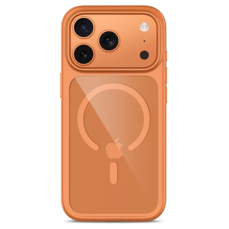 TECH-PROTECT MAGONE Funda MagSafe con pack de 2 protectores de pantalla de cristal templado para iPhone 17 Pro / 18 Pro – Cosmic Orange/Transparente