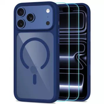 TECH-PROTECT MagOne Funda MagSafe + cristal pack de 2 para iPhone 17 Pro / 18 Pro azul intenso/transparente