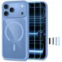 TECH-PROTECT MAGONE Funda MagSafe transparente con pack de 2 protectores de pantalla de cristal para iPhone 17 Pro Max / 18 Pro Max – Azul claro