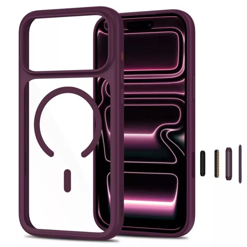 TECH-PROTECT MagOne Funda MagSafe + cristal templado pack de 2 para iPhone 17 Pro / 18 Pro – Dark Cherry/Transparente
