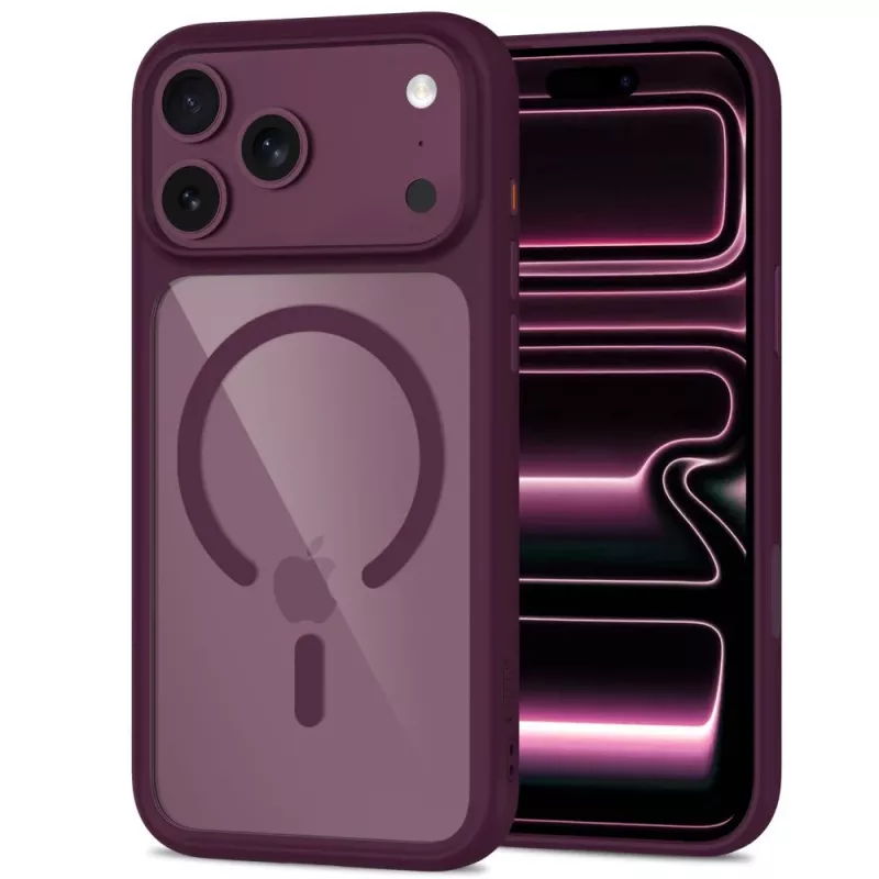 TECH-PROTECT MagOne Funda MagSafe + cristal templado pack de 2 para iPhone 17 Pro / 18 Pro – Dark Cherry/Transparente