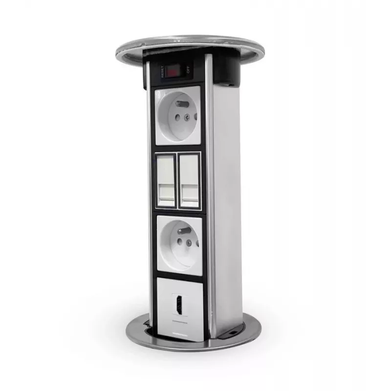 LEGRAND EM/HU-STP-1S-3EU Columna de escritorio caja vacía para 8 módulos, aluminio/negro