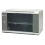 EMITER EM/AP6406 Armario de red de pared 19 pulgadas 6U, 600x450x370 mm, puerta de cristal templado, acero, negro