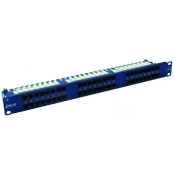EMITERNET 48 puertos RJ45 UTP Cat.6 panel de parcheo 1U con guía de gestión de cables, azul