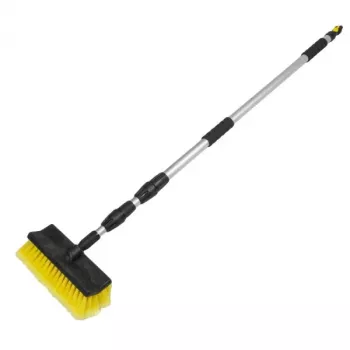 Bradas ESQ2356 cepillo de fregar con cerdas PP duras para limpieza intensiva, verde/negro, mango roscado