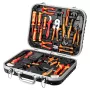 NEO TOOLS maletín de herramientas de electricista de 25 piezas, herramientas manuales aisladas VDE con comprobador de tensión, pelacables, alicates, destornilladores y accesorios en maletín de plástico resistente
