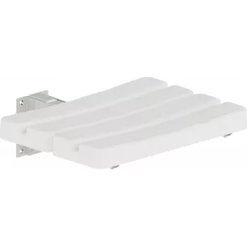 DEANTE NIL_651A taburete de ducha plegable de pared, plástico ABS blanco, estructura de aluminio, carga máxima 150 kg