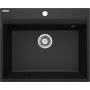 DEANTE ZRC_210A fregadero de cocina de granito compuesto 1 cubeta, negro, encimera, con rebosadero