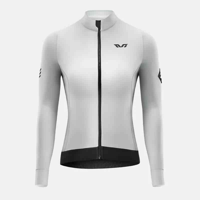ROCKBROS YDWT006 TVI chaqueta de ciclismo mujer - cortavientos hidrófuga forrada de forro polar térmico, blanco-gris, talla S
