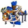 LEAN TOYS set de juego interactivo: aparcamiento, taller y túnel de lavado con 8 coches azules