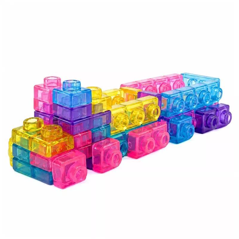 LEAN TOYS bloques de goma construcción flexible transparente multicolor 40 uds.
