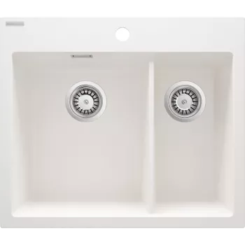 DEANTE ZQE A503 fregadero de cocina de granito compuesto 1,5 cubetas con escurridor, grafito