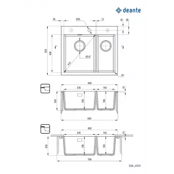 DEANTE ZQE A503 fregadero de cocina de granito compuesto 1,5 cubetas con escurridor, grafito