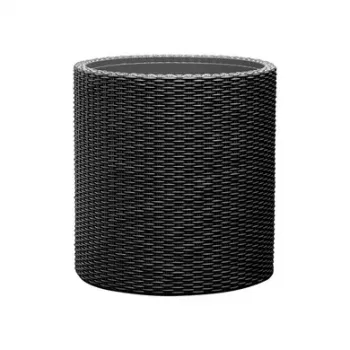 KETER 29197833939 Jardinera cilíndrica gris 12L Maceta duradera de resina con drenaje