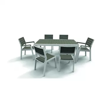 Keter Mesa de comedor de jardín Harmony blanco/gris claro 29201231