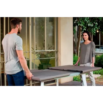KETER Mesa de jardín extensible Harmony blanco/beige