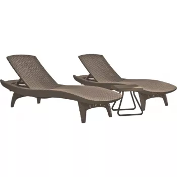 KETER Set de tumbonas 2 uds. + mesa Pacific beige