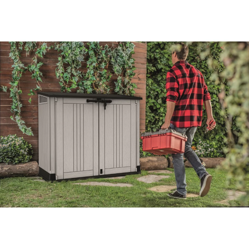 KETER CAJA DE JARDÍN Y BALCÓN MIDI GRIS-NEGRO 132x71,5x113,5cm