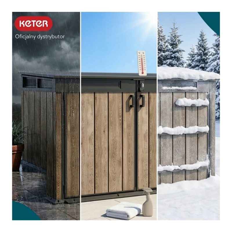 KETER Cobertizo para herramientas Deco Horizontal Cobertizo tono nogal