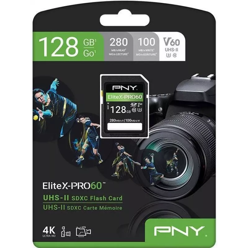 PNY EliteX-PRO60 tarjeta de memoria flash 128GB Video Class V60 UHS-II U3 Class10 MicroSDXC