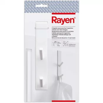 Perchero de puerta RAYEN para colgar / 2 ganchos / blanco