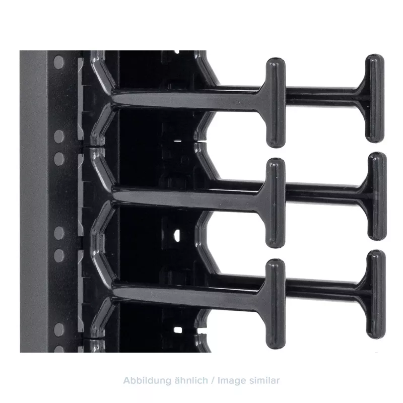 TRITON RAB-VP-H10-X1 Panel de gestión de cables vertical 10U, peine de doble fila, negro