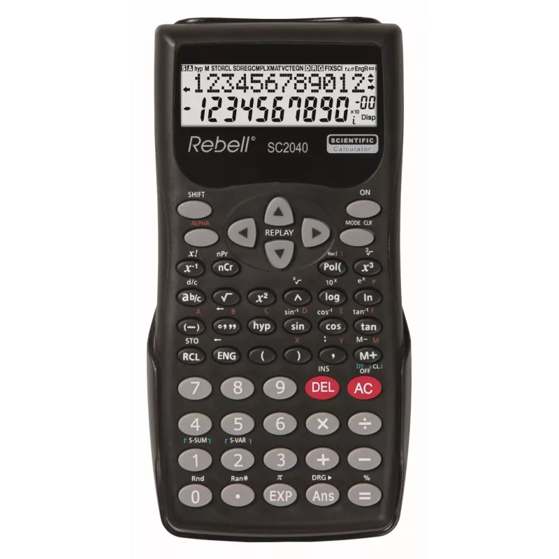 REBELL RE-SC2040 BX calculadora científica, 240 funciones, LCD de 2 líneas, negra