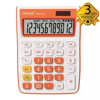 REBELL calculadora semidesktop RE-SDC912OR BX, LCD de 12 dígitos, doble alimentación, negro/plata