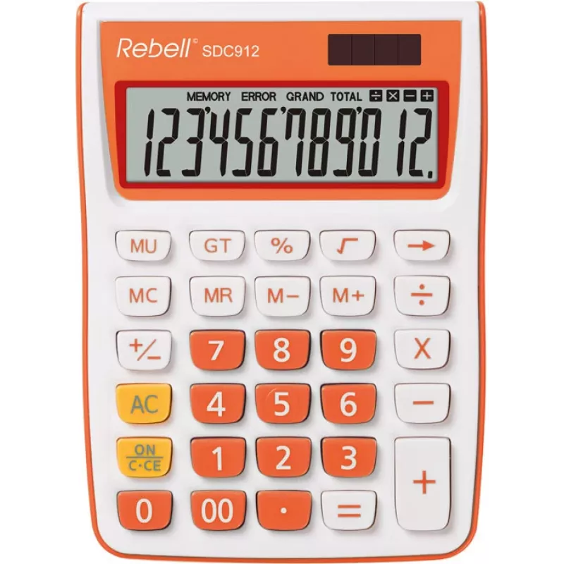 REBELL calculadora semidesktop RE-SDC912OR BX, LCD de 12 dígitos, doble alimentación, negro/plata