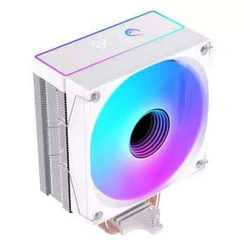 Rampage Octagon B70 disipador de CPU por aire, 120 mm ARGB, indicador de temperatura, blanco