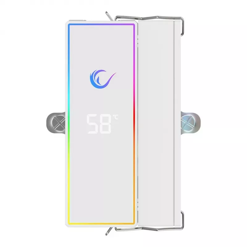 Rampage Octagon B70 refrigerador por aire para CPU, 120 mm ARGB, pantalla de temperatura, blanco