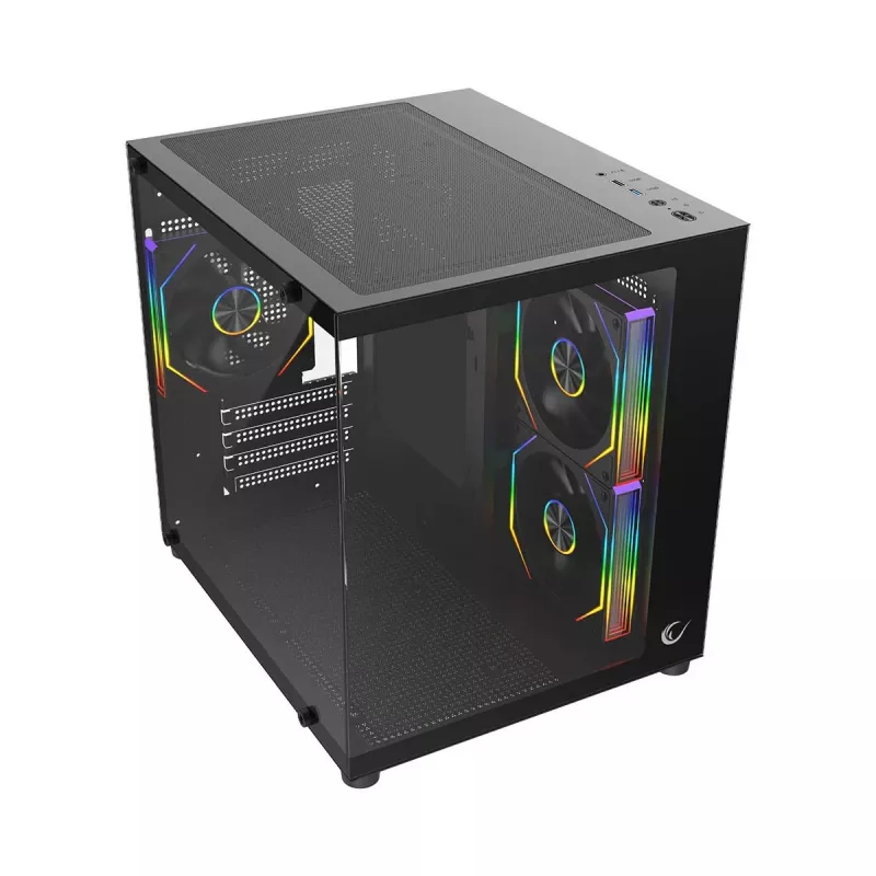 Rampage LUMID caja de PC M-ATX 3 ventiladores ARGB negra