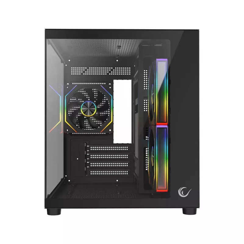 Rampage LUMID caja de PC M-ATX 3 ventiladores ARGB negra