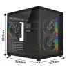 Rampage LUMID caja de PC M-ATX 3 ventiladores ARGB negra