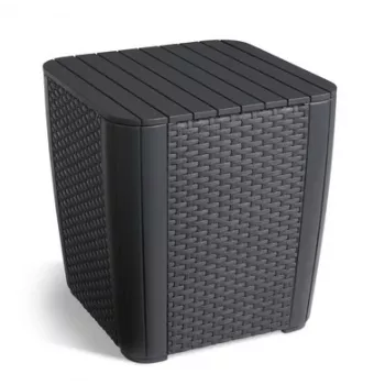 KETER mesa de jardín/baúl de almacenamiento Luzon Flat Wicker, gris