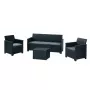 KETER conjunto de muebles de jardín Elodie 5 plazas con mesa/baúl de almacenamiento gris