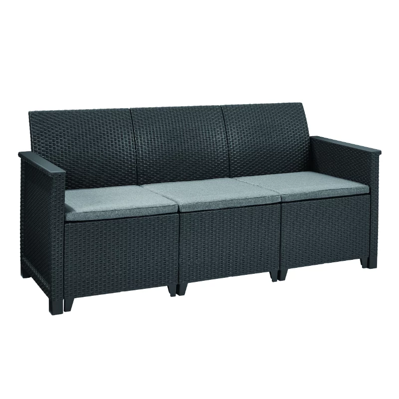 KETER conjunto de muebles de jardín Elodie 5 plazas con mesa/baúl de almacenamiento gris