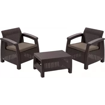 KETER conjunto de muebles de jardín Corfu Weekend marrón