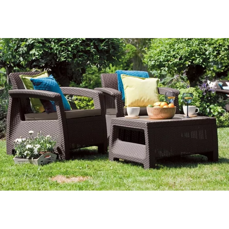 KETER conjunto de muebles de jardín Corfu Weekend marrón
