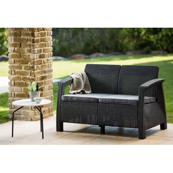 KETER sofá de jardín doble Corfu Love Seat gris
