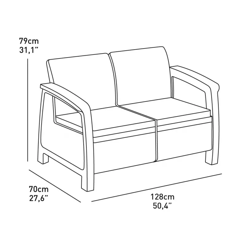 KETER sofá de jardín doble Corfu Love Seat gris