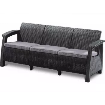 KETER Corfu Love Seat Max sofá de jardín triple gris