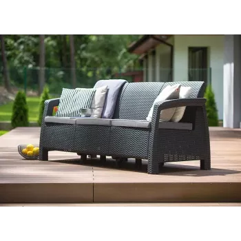 KETER Corfu Love Seat Max sofá de jardín triple gris