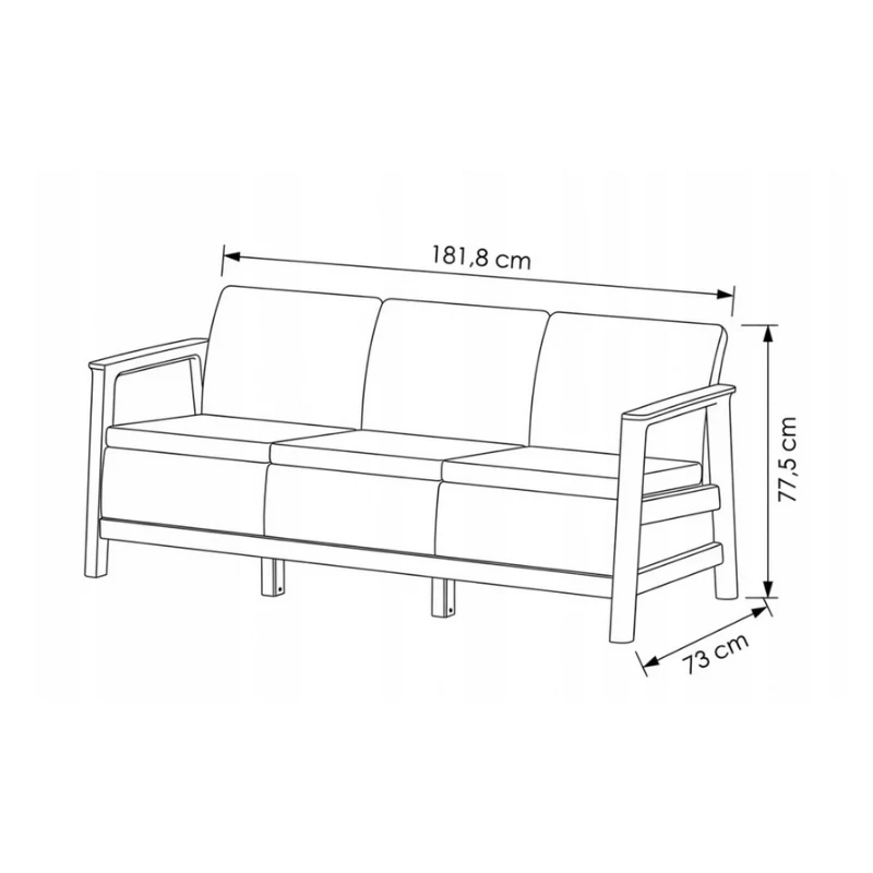 KETER sofá de jardín de tres plazas Scandi Linea sofá de 3 plazas gris guijarro/beige claro
