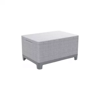 KETER Mesa de jardín/cofre de almacenamiento Scandi Storage Table gris claro/gris acero oscuro
