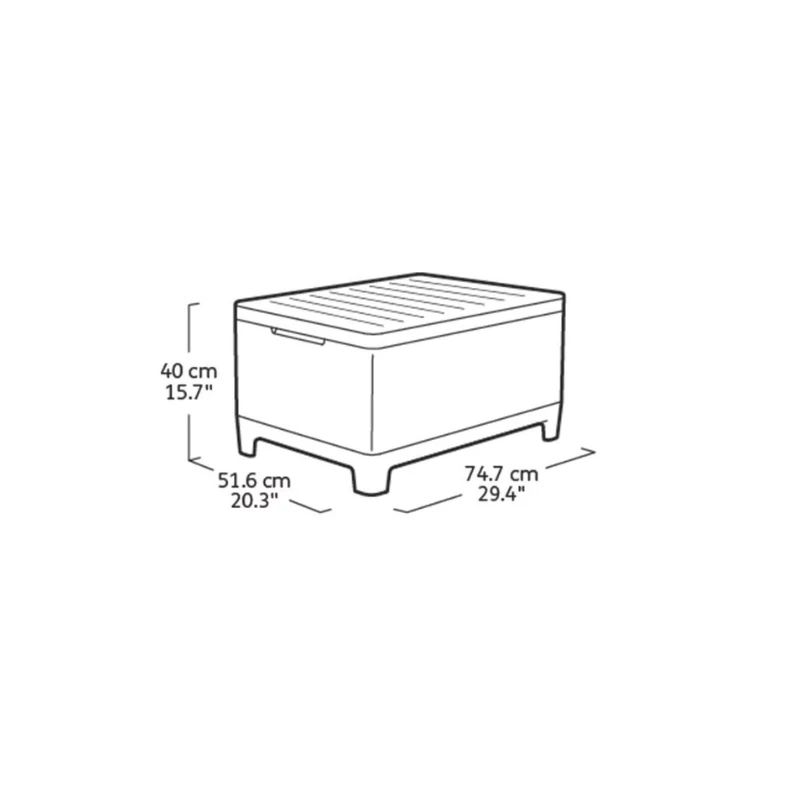 KETER Mesa de jardín/cofre de almacenamiento Scandi Storage Table gris claro/gris acero oscuro