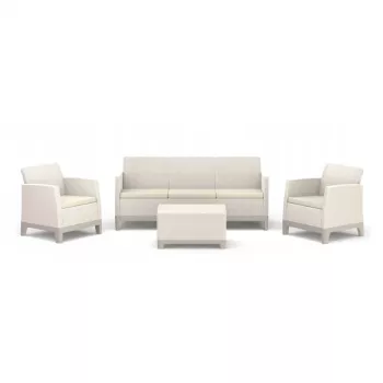 KETER Conjunto de muebles de jardín Scandi Forma 3 plazas gris guijarro/beige claro