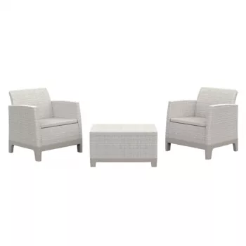 KETER Conjunto de muebles de jardín Scandi Forma balcón gris guijarro/beige claro