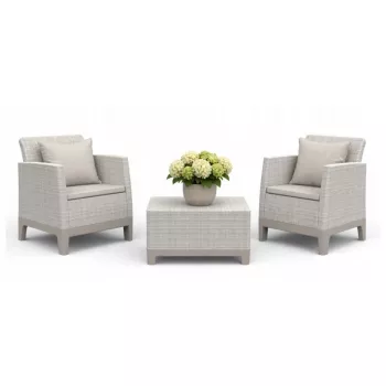 KETER Conjunto de muebles de jardín Scandi Forma balcón gris guijarro/beige claro